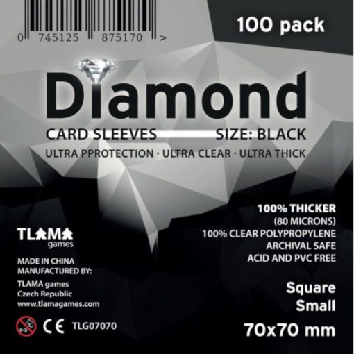 Diamond Black: Square Small (70x70 mm)  (80 mikron, 100 db) kártyavédő